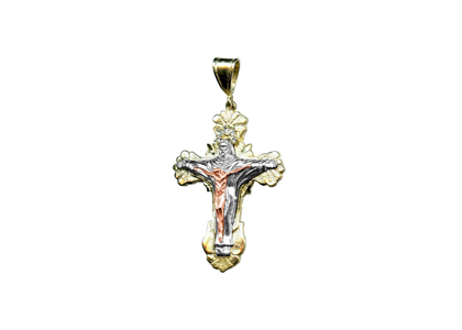 Three Tone Plated Crucifix Cross Pendant